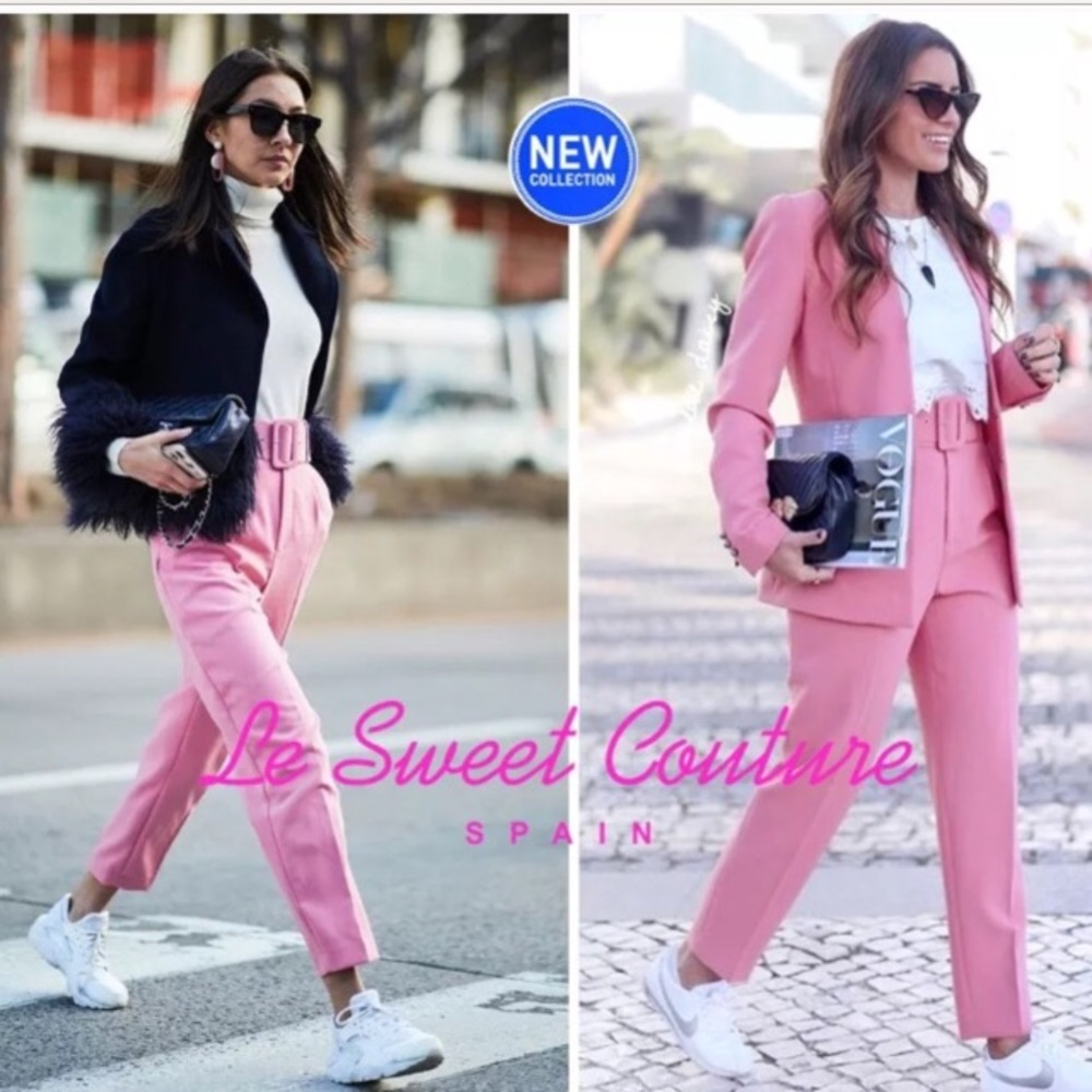 Zara blogger favorite pink trouser with belt